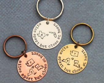 Best Friend Gift • Friendship Keychain • Girlfriend Gift Going Away Gift Moving Friend • QQQ • Graduation Gift Stamped State Gift Distance