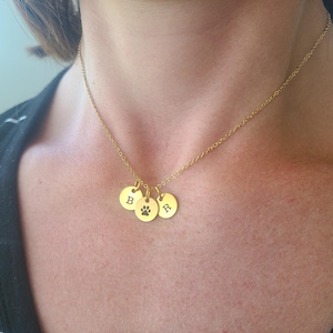 Tiny Dog Initial Necklace Mini Pawprint Charm Jewelry Pet Loss Gift Dog Memorial Pawprint Always in My Heart Rainbow Bridge Remembrance