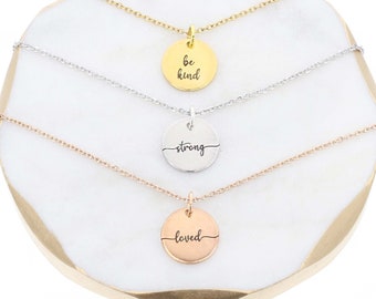 Custom Word Necklace • Minimalist Jewelry • Encouragement Gift • Motivational Friend Jewelry • Tiny Word Charm • Cursive Font Writing