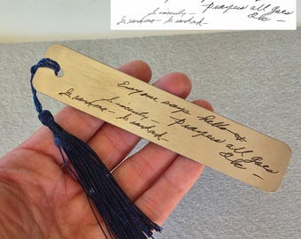 Custom Signature Bookmark: Laser Engraved Metal Reader Gift