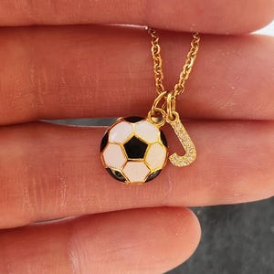 Soccer Ball Necklace: Custom CZ Pave Crystal Initial, Sports Mom Gift