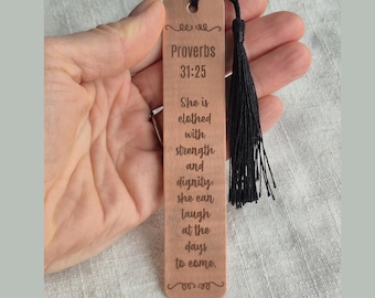 Metal Bookmark Religious Gift: Silver Copper Brass Custom Quote with Colorful Tassel
