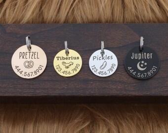 Custom Pet Tag • Dog Tag ID • Pet Identification Tag • Personalized Cat Tag • New Dog • Pet Name • New Puppy Gift Microchipped Collar Tag