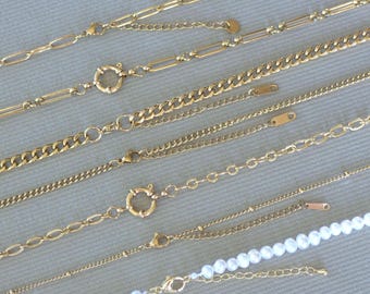 Choose Gold Chain: Paperclip, Curb, Satellite, Cable, Strung Pearl