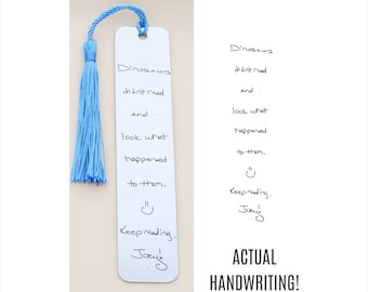 Custom Handwriting Bookmark, Personalized Metal Tassel Gift