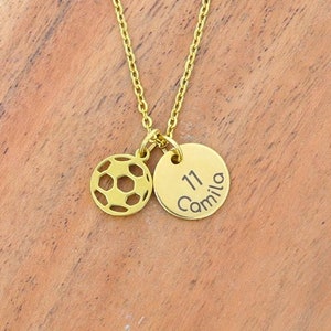Personalized Soccer Ball Charm Necklace, Custom Name & Number
