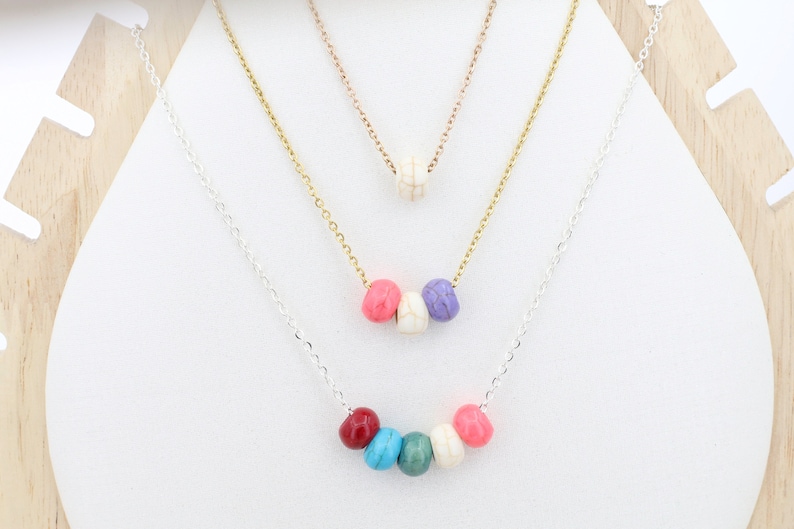 Multicolored Pony Bead Necklace Rainbow Custom Beaded Jewelry Choose Multiple Stone Colorful Mom Beaded Jewelry Girls Gift Summer image 2