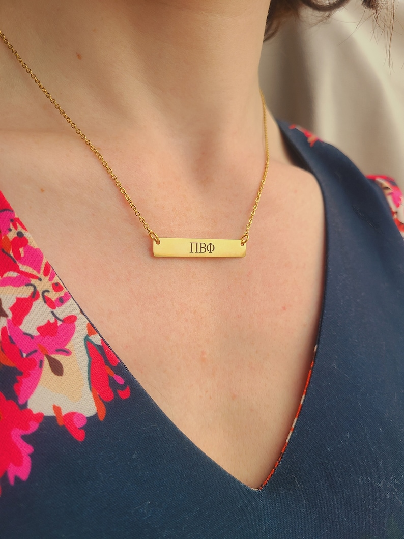 Sorority Gift Big Sister Necklace Rose Gold Sorority Necklace Little Sister Personalized Rush Gift Engraved Greek Letter Alpha Gamma image 2