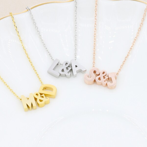 Valentine's Day Gift • Wife Gift • Girlfriend Necklace • Couples Initial Best Friend Necklace • Letter Necklace Alphabet Mini Gold Initial