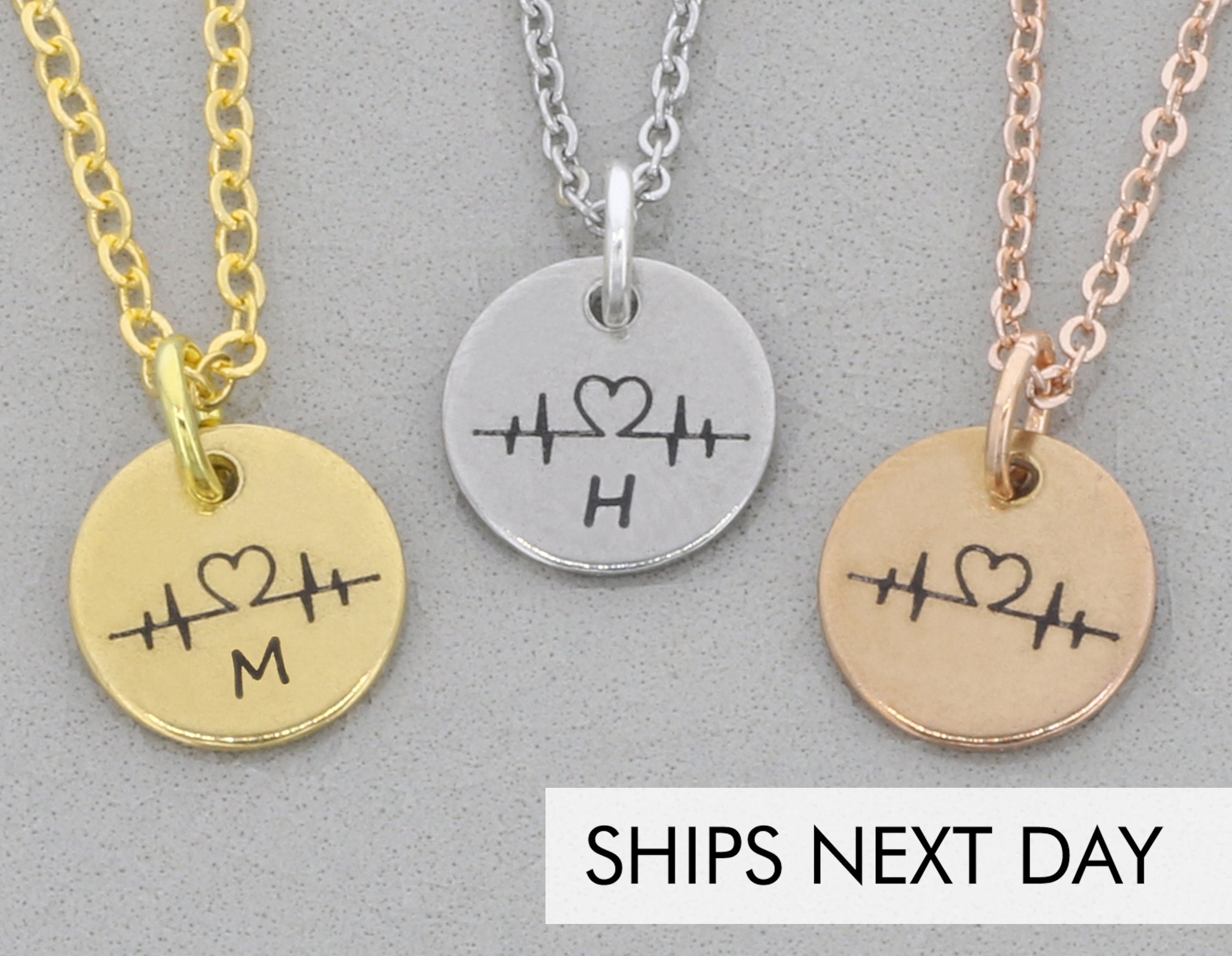 Number One Nurse Nurse Heart Charm Necklace Personalized Hand Stamped Initial Antique Silver Heart Nurse Charm Necklace