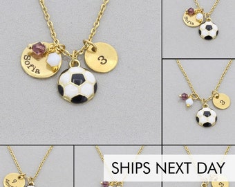 Soccer Necklace • Soccer Team Gift • Coach Gift • Personalized Sports Ball • Tots High School Colors Charm • Varsity Soccer Player Gift