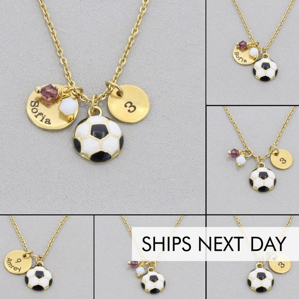 Soccer Necklace • Soccer Team Gift • Coach Gift • Personalized Sports Ball • Tots High School Colors Charm • Varsity Soccer Player Gift