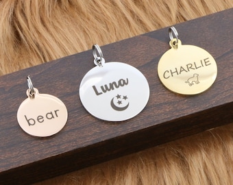 Engraved Pet Tag • New Puppy Gift • Large Dog Identification Tag • Small Breed Cat Pet Identification Microchipped ID • Rose Gold Round