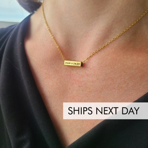 Spinner Necklace Horizontal Bar Necklace Small Four Sided Bar Custom Name Necklace Mom Necklace Minimalist Jewelry Personalized image 1