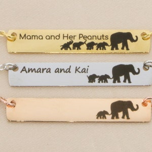 Mom Necklace Mothers Day Gift Mama Elephant Calf Necklace Baby Calves Mama Jewelry Gold Bar Necklace Mother Necklace New Mom Baby image 1