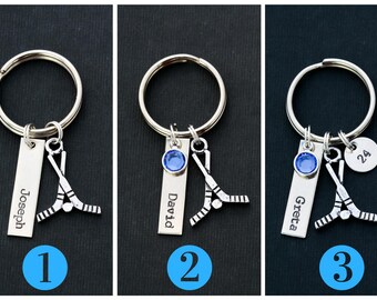Hockey Gift Ice Hockey Mom Gift Keychain • Sticks Hockey Player Name Personalized Number Hockey Team Gift Hockey Coach Gift WI18