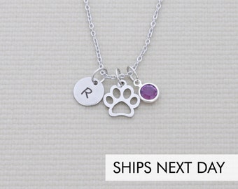 Dog Lover Gift  • Pet Loss Necklace • Pawprint Charm Custom Pet Initial • Pet Memorial Jewelry • Cat Loss Gift • Dog Mom Pet Mother