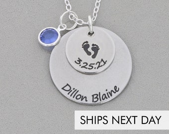 New Mom Gift Personalized New Mother Necklace Gift New Mother Gift Layered Name Necklace Push Present New Baby Child Birthstone