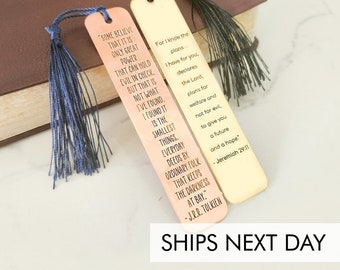 Metal Bookmark • Custom Teacher Gift • Reader Copper Brass Silver Engraved • Librarian Love to Read Graduate Gift Personalized