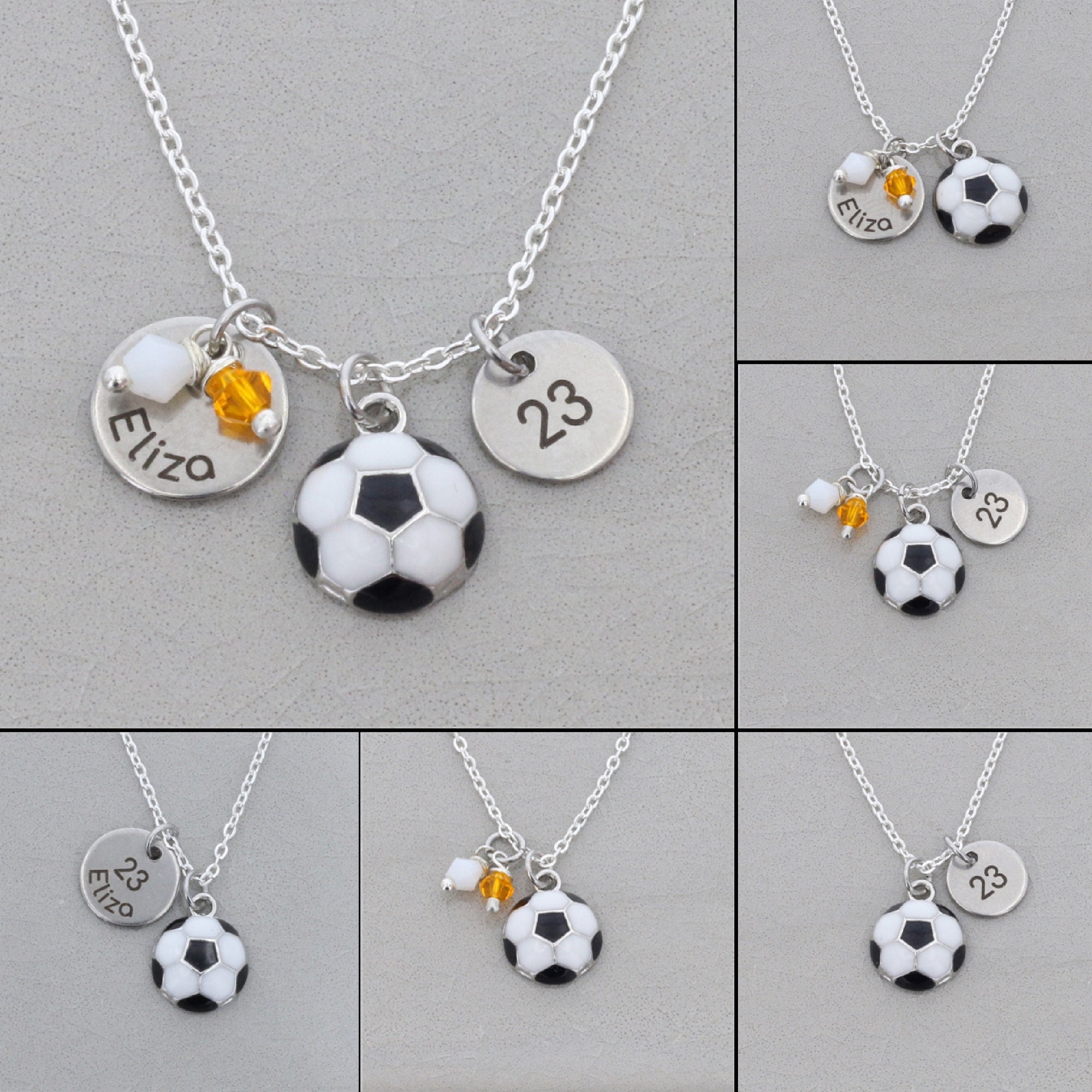 Soccer Necklace • Soccer Team Gift • Coach Gift • Personalized Sports Ball • Tots High School Colors Charm • Varsity Soccer Player Gift