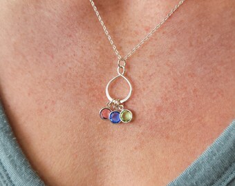 Grandma Necklace • Infinity Forevery Family Jewelry • Sterling Silver Personalized Birthstone Charm • Mothers Day Jewelry Mom Necklace Gift