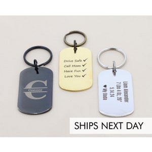 Dog Tag Keychain Custom Guys Gift Military Dog Tag Keyring Deployment Gift for Him Father Dad Quote Husband Gift Going Away Family image 1