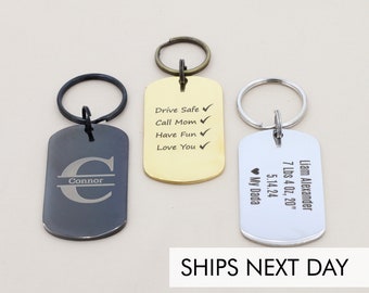 Dog Tag Keychain • Custom Guys Gift • Military Dog Tag Keyring • Deployment Gift for Him • Father Dad Quote • Husband Gift Going Away Family