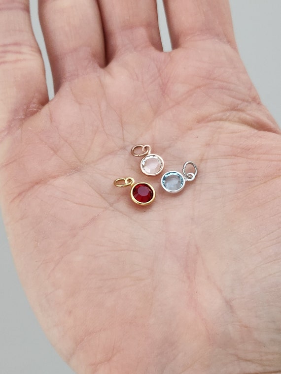 Swarovski Crystal Birthstone Charm - Sterling Silver, Gold Filled