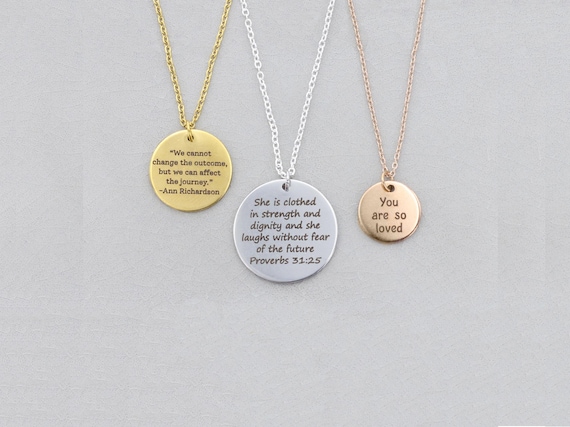 Custom Quote Necklace: Personalized Mantra, Verse, Song Lyric Keepsake