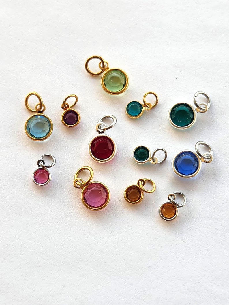 Swarovski Crystal Birthstone Charm - Sterling Silver, Gold Filled image 5