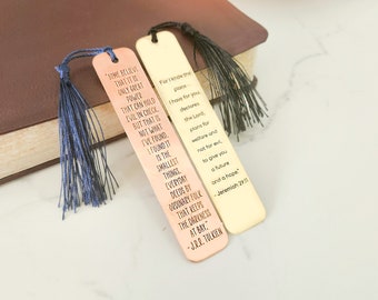 Personalisiertes Metall Lesezeichen, Geschenk für Leser mit Gravur, mit Quaste