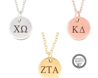 Sorority Charm Necklace, Engraved Greek Letter Jewelry, Rush Gift