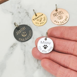 Custom Pet Tag • Dog Tag ID • Pet Identification Tag • Personalized Cat Tag • New Dog • Pet Name • New Puppy Gift Microchipped Collar Tag