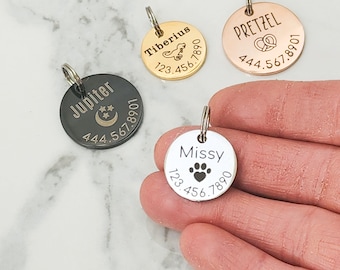 Custom Pet Tag • Dog Tag ID • Pet Identification Tag • Personalized Cat Tag • New Dog • Pet Name • New Puppy Gift Microchipped Collar Tag