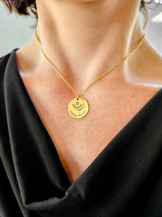 Sibling on sale birthstone necklace