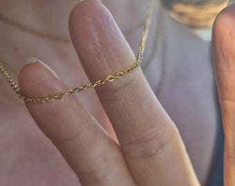 Gold Layering Chain 1.5mm Cable: Silver Rose Dainty Add On Extra Necklace