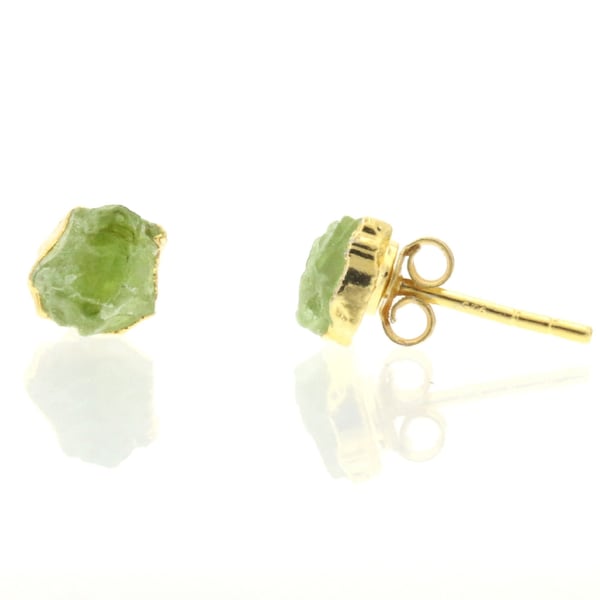 Peridot Gift August Birthday Gemstone Earrings 18K Gold Stud Gemstone Post Earrings -Sterling Silver Natural Stone Light Green Irish Jewelry