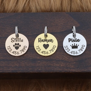 Custom Cat Pet Tag • Small Personalized Tag • Kitty ID Tag Personalized Identification for Collar • New Kitten • Double Sided Little Kitty