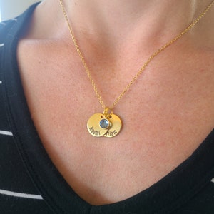 Collar para el Día de la Madre, collar con nombre de niño, collar para madres, piedra de nacimiento, cristal, nueva mamá, bebé, impermeable, hipoalergénico, abuela
