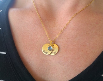 Personalized Child Name Necklace: Birthstone Crystal Mom Necklace