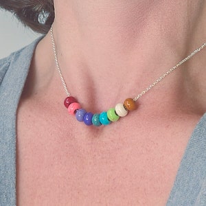 Multicolored Pony Bead Necklace Rainbow Custom Beaded Jewelry Choose Multiple Stone Colorful Mom Beaded Jewelry Girls Gift Summer image 4