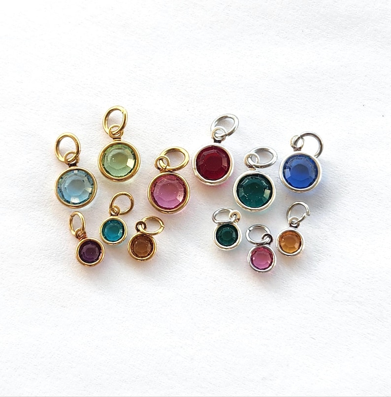 Swarovski Crystal Birthstone Charm - Sterling Silver, Gold Filled image 2