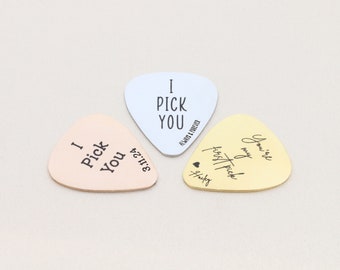 Custom Guitar Pick • Romantic Anniversary Gift  • Guitarist Band Member • Custom Name I Pick You Valentine • Leather Case • Husband Gift