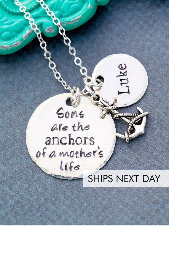 Sons are the Anchors Mom Life Necklace Mother Jewelry Mom Etsy