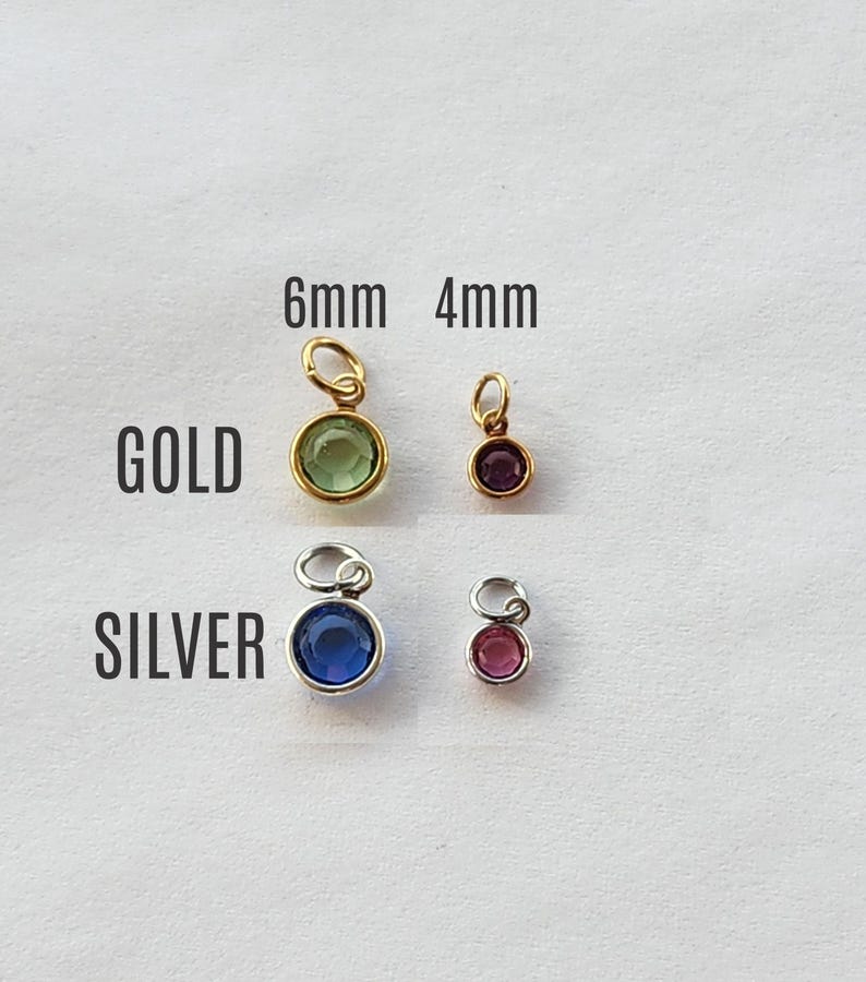 Swarovski Crystal Birthstone Charm - Sterling Silver, Gold Filled image 4