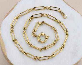 Chunky Clip Chain - Gold Thick Waterproof Stainless Steel Sailor Clasp Necklace