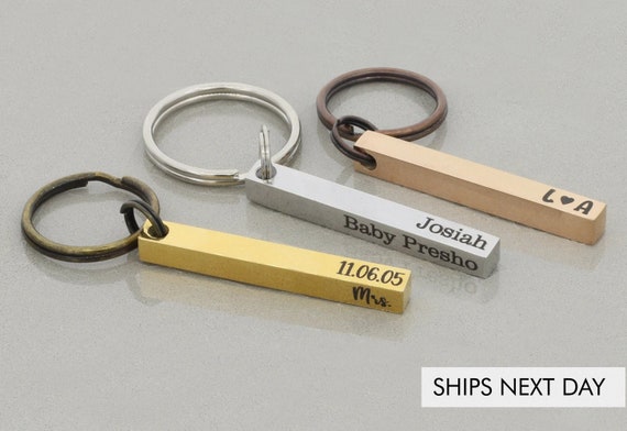 Personalized Keychain 4 Sided Bar Custom Name Gift