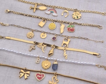 Custom Gold Charm Bracelet: Build Your Own Personalized Waterproof Jewelry