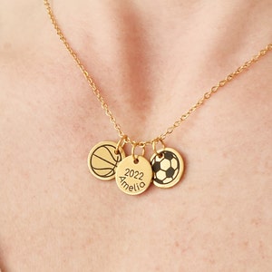 Two Sports Player Necklace Volleyball Basketball Cheer Mom Necklace Custom Name Number Coach Gift Mothers Day Necklace School