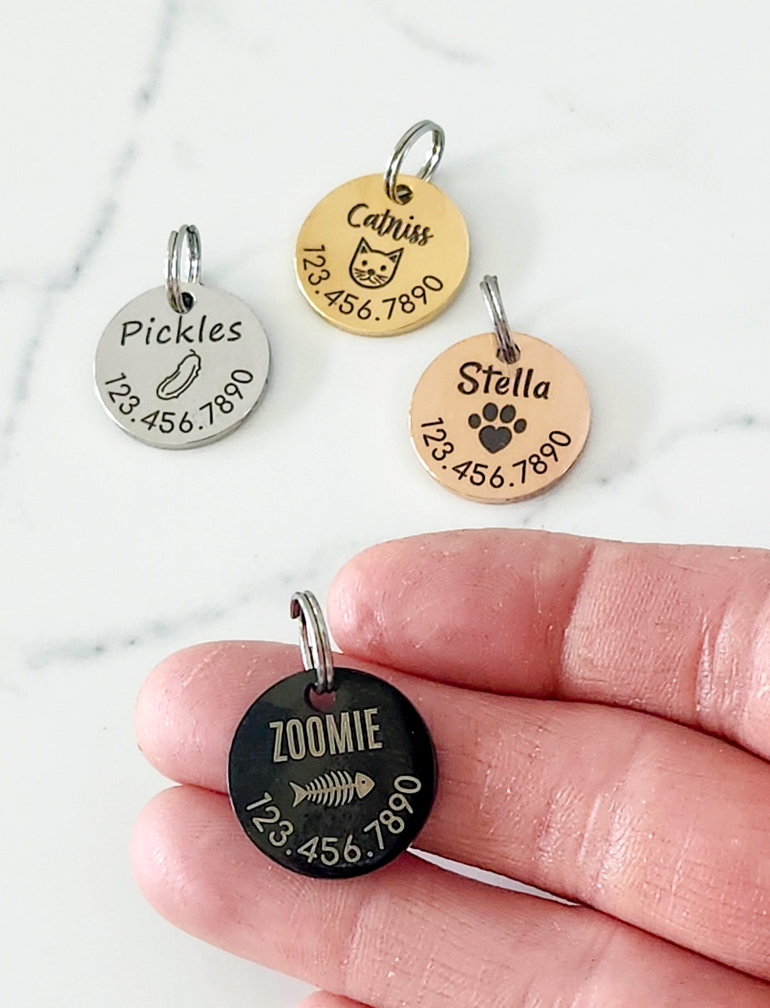 Cat Tag Small Pet Tag Custom Cat Lover Gift Personalized Icon Emoji Cat tag small pet tag custom cat lover gift personalized icon emoji